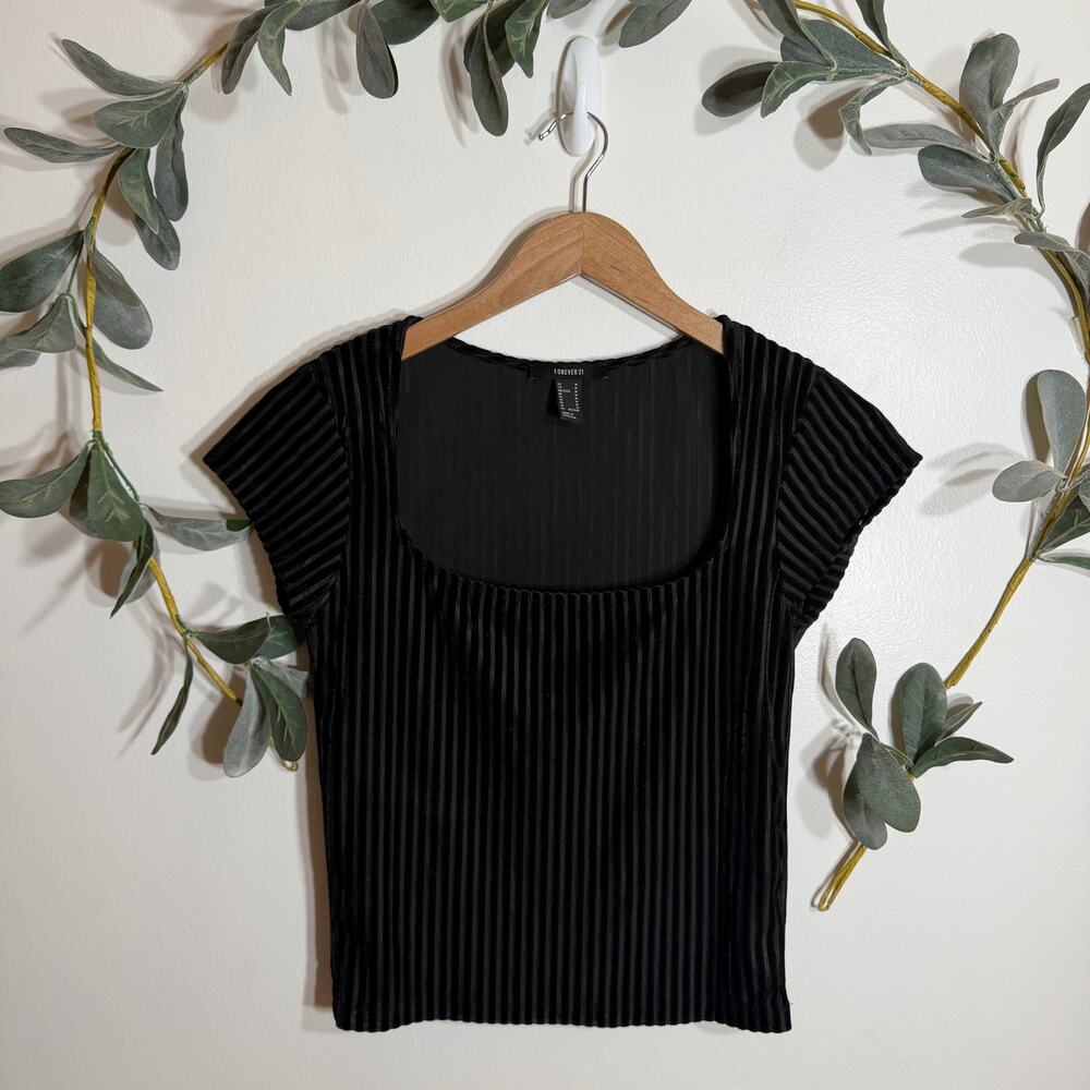 Forever 21 Striped Velour Top LAST CALL